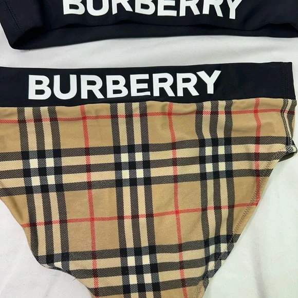Burberry Beige and Black Logo  Bikini Set 14y - Picture 6 of 7